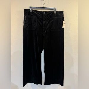 NWT Anthropologie Maeve Colette Black Velvet Wide Leg Pants